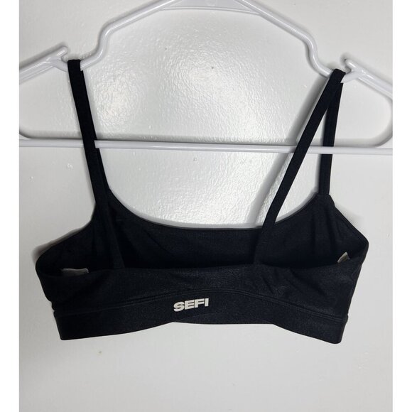 SEFI Sports Bra Womens Extra Small Black Athletic Crop Top Strappy Yoga Gym XS - Picture 3 of 5